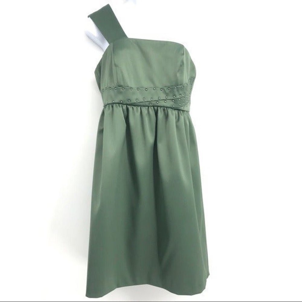 Kensie One Shoulder Studded Mini Dress - Hunter Green Sz. 2 NWOT